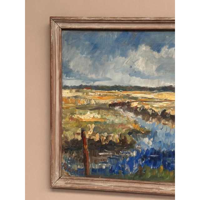 Niels Mandrup Bruun, Marshland from Ribe, 1937, Oil Painting on Canvas, Framed For Sale - Image 6 of 18