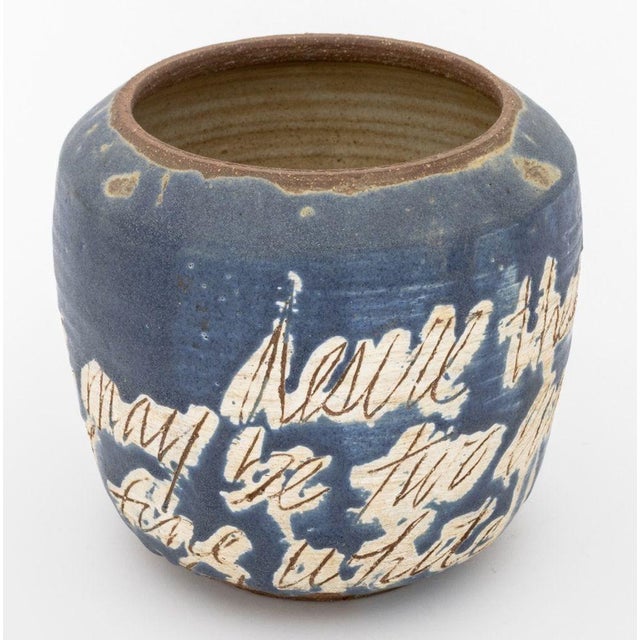 Contemporary Signed "Desire These Days My Dear..." Pottery Vase For Sale - Image 3 of 7