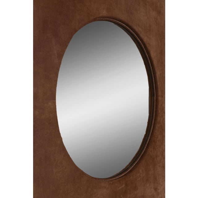 Mid-Century Modern 1970s Suede Wrapped Rectangular Frame Mirror For Sale - Image 3 of 4