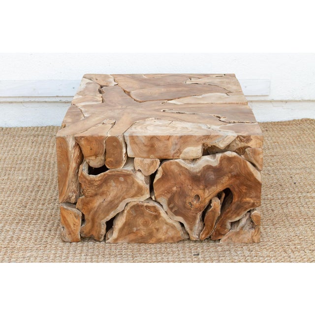 1990s Organic Teak Root Mosaic Coffee Table For Sale - Image 5 of 11