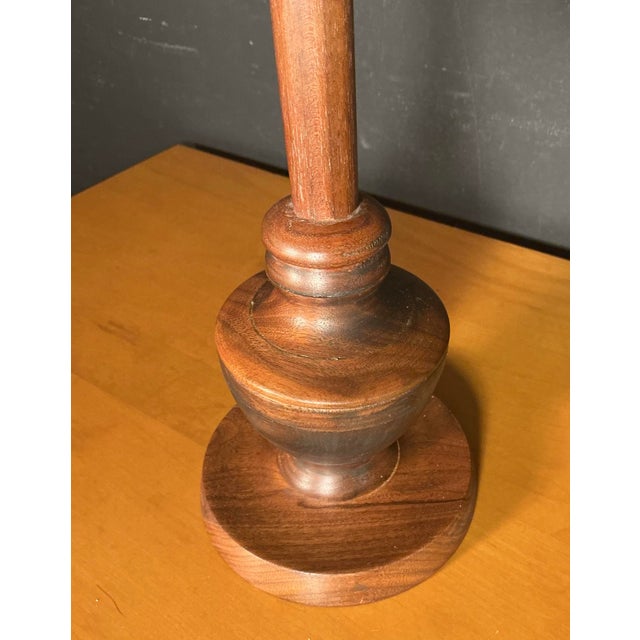 Vintage Mid-Century Modern Scandinavian Adjustable Wooden Candle Holders Brass Inserts- A Pair For Sale - Image 9 of 12
