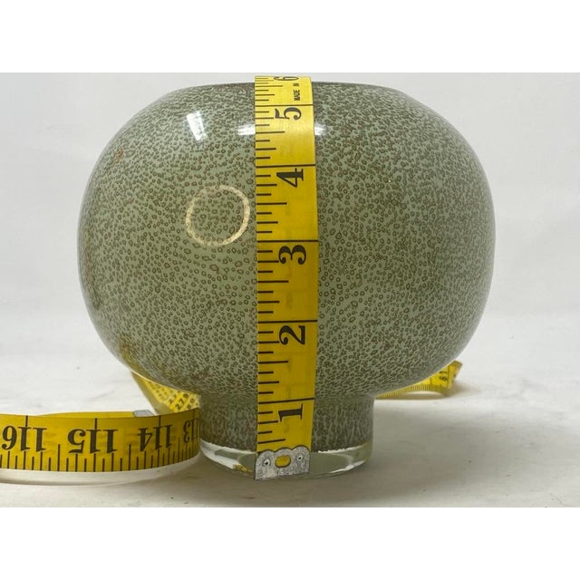 Mid-Century Modern Mid-Century Studio Art Glass Pedestal Squat Vase - Seafoam Mottle 5" For Sale - Image 3 of 6