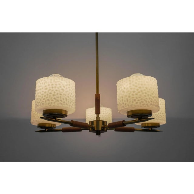 1960s Swedish Brass Lamp with White Glass Shades, 1960s For Sale - Image 5 of 10