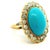 Antique 18k Gold Turquoise & Diamond Halo Ring, Size 6.75 For Sale - Image 9 of 10