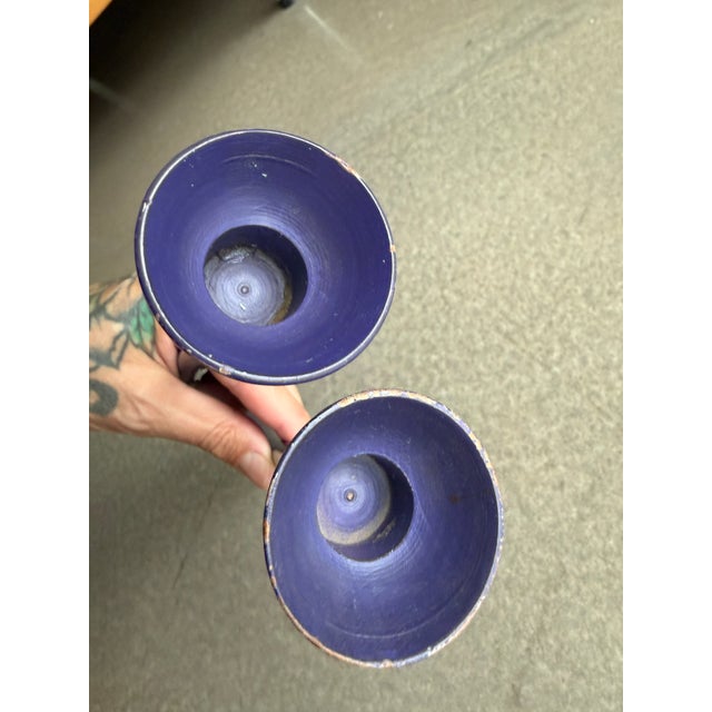Rare 1960 Verner Panton Vip-302-1 Candlesticks Svend Andersen Denmark Purple Reversible Wood Pair For Sale - Image 13 of 15