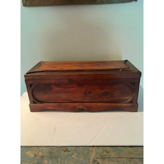 1940s Americana Mahogany Storage Box with Handles For Sale - Image 9 of 9