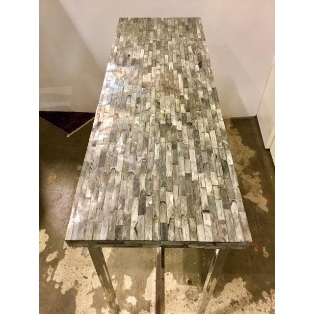 Modern Interlude Home Modern Faux Bone and Chrome Console Table For Sale - Image 3 of 5