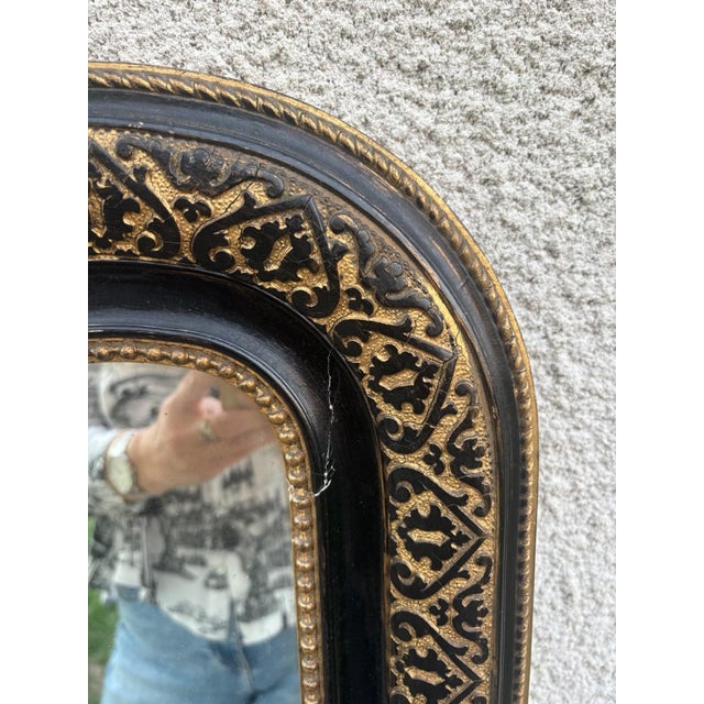 19th Century 19th Century Napoleon III Mirror in Ebonized Wood and Gilding For Sale - Image 5 of 10