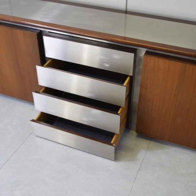 Parioli Sideboard in Wood and Satin-Finished Steel by Giotto Stoppino for Acerbis, 1977 For Sale - Image 14 of 16