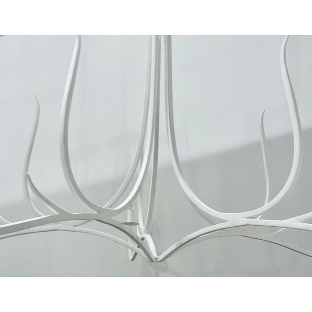 Original Irish $2192, stylish Currey & Company Modern White Metal Passion Chandelier, showroom floor sample