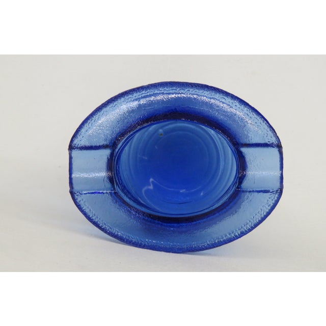 Glass Cobalt Blue Frosted Glass Top Hat Toothpick Holder Ashtray 4586b For Sale - Image 7 of 9