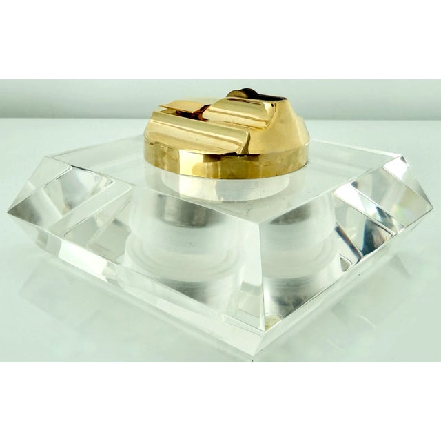 Italian Brass & Lucite Chunky Smoker Set From 70's For Sale - Image 4 of 9