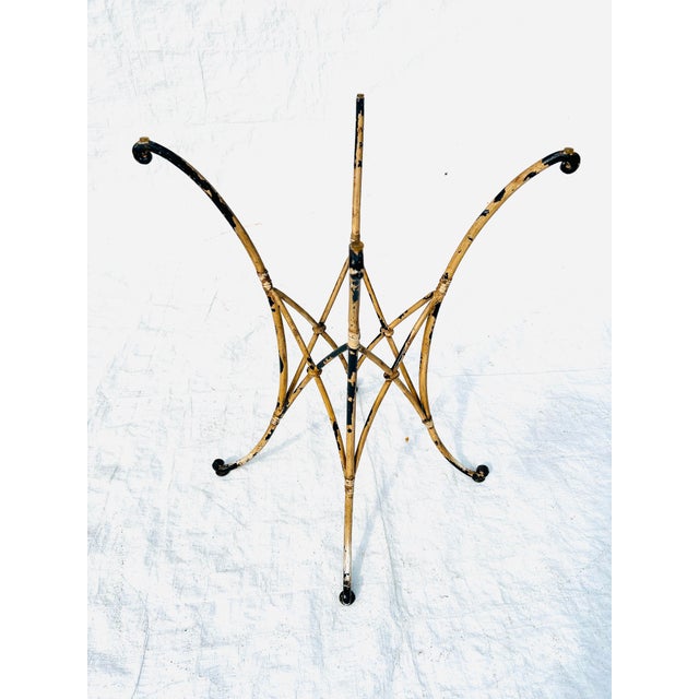 Tan 60's Midcentury Wrought Iron Base With Glass Top Patio/Outdoor Table For Sale - Image 8 of 11