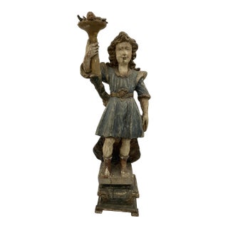 Overscale 18th Century Painted Figure For Sale