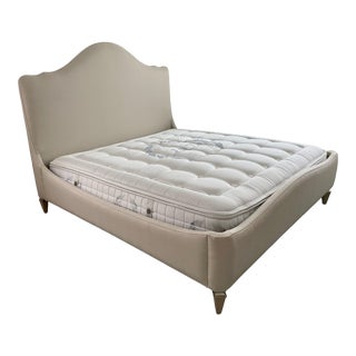 Cyber Monday Sale! New King Bed Frame - Caracole a Night in Paris French Country Beige Upholstered For Sale