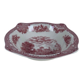 Early 20th Century Johnson Bros. “Old Britain Castles” Red Transferware Serving Bowl For Sale