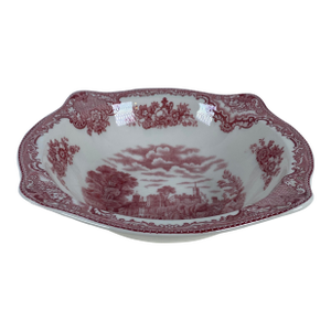 Early 20th Century Johnson Bros. “Old Britain Castles” Red Transferware Serving Bowl
