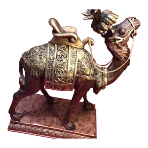 Vintage 2007 Decorative Camel Figurine – Bronze & Gold Ornate Saddle – 15” Tall
