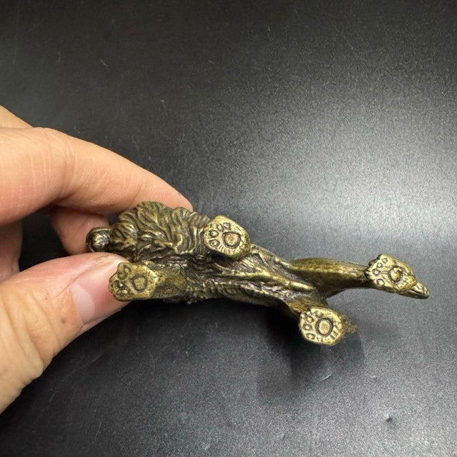 Solid Brass African Lion Figurine – 3.1" Miniature Wildlife Sculpture Paperweight For Sale In Los Angeles - Image 6 of 9