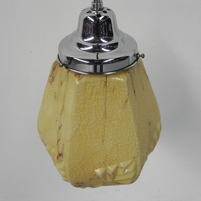 Art Deco Hanging Lamp with Marbled Hexagonal Shade, 1930s For Sale - Image 6 of 18