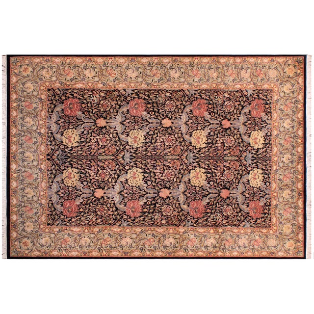Taupe William Morris Pak-Persian Black/Taupe Wool Rug - 9'1'' X 11'9'' For Sale - Image 8 of 9