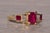 Gold The Ostia: Emerald Cut Ruby and Natural Diamond Ring in Yellow Gold For Sale - Image 8 of 11