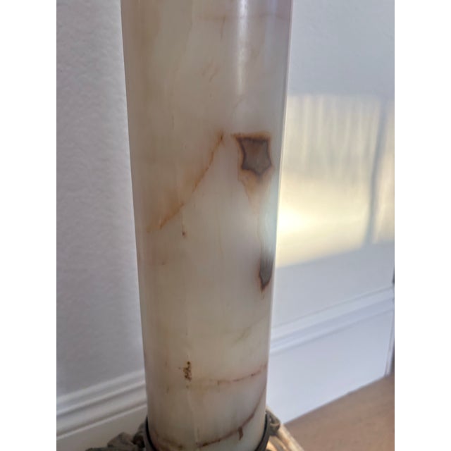 Antique Neoclassical Onyx Pedestal With Ornate Acanthus Metal Mounts For Sale - Image 4 of 12