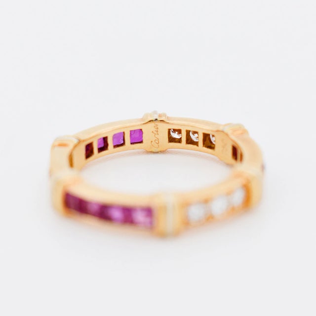 Late 20th Century Cartier - Contessa Vintage Wedding Ring in Yellow and White Gold, Diamonds, Rubies, Size 6.5 For Sale - Image 5 of 7