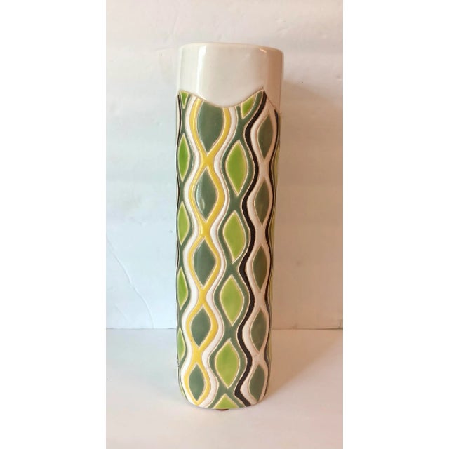 1960s Retro Ceramic Vase With Geometric Pattern, 1960s For Sale - Image 5 of 10