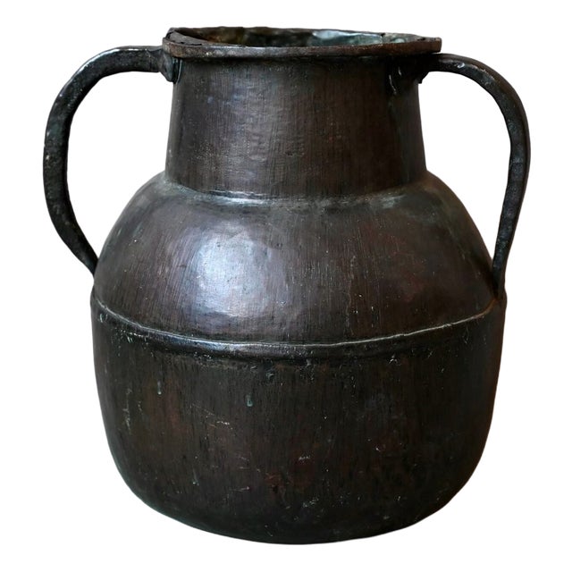 Large Hammered Copper Water Jar, 1920s For Sale