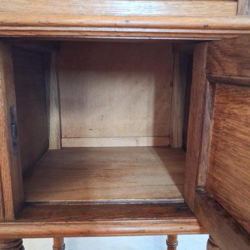 French Oak Side Table with Marble Top, 1900s For Sale - Image 12 of 15