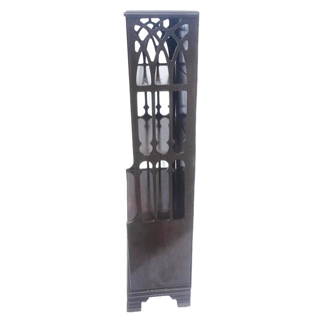 1940s Small Narrow Mahogany Chippendale Bookcase W/ Pierced‑Side Shelves 1940s For Sale - Image 5 of 18