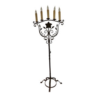 1940s Spanish Colonial Metal Floor Lamp For Sale