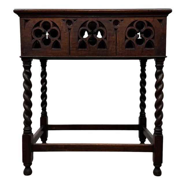 20th Century Gothic Oak Side Table For Sale