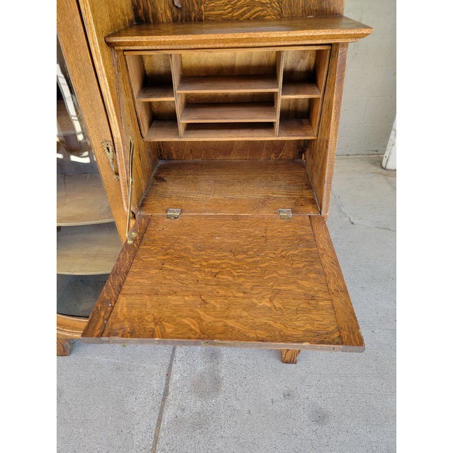 Antique Side by Side Desk, Display and Storage Cabinet. Tiger Oak Circa. 1900 For Sale - Image 11 of 18