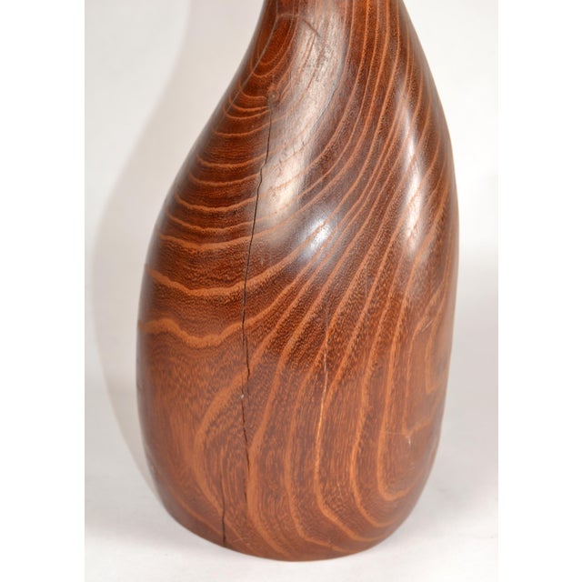 Vintage Solid Teak Wood Orchid Vase Mid-Century Modern Art & Crafts Movement For Sale - Image 12 of 13
