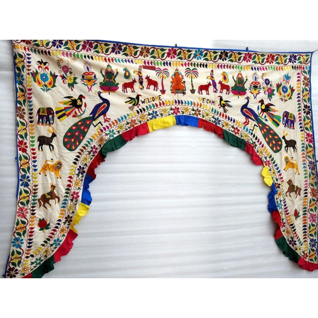 Majestic entirely handmade window or door topper, valance, pelmet, from Barmer or Gujrat, India. This desert town near...
