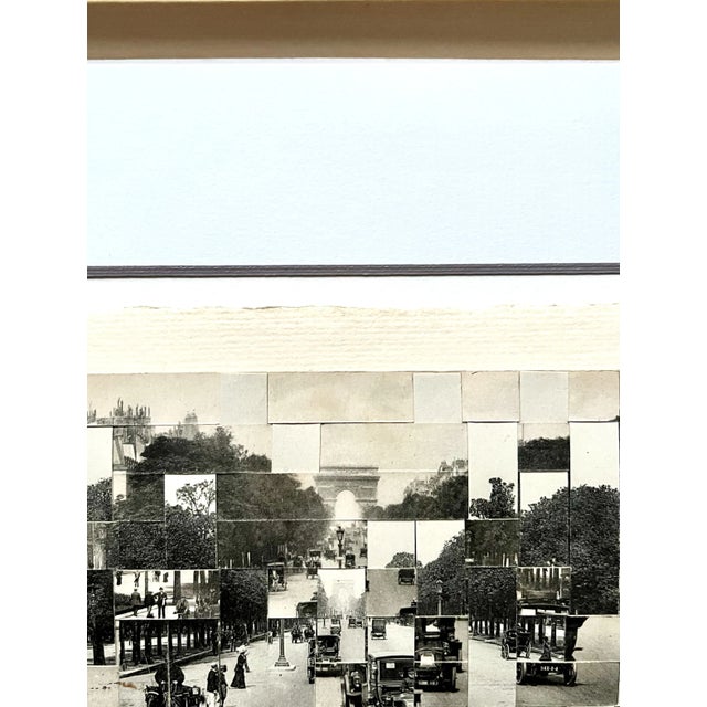 Paris - Avenue Des Champs Elysees Et Les Chevaux De Marly, Hnad Cut and Hand Woven Vintage Phot Postcards, Framed For Sale - Image 4 of 5