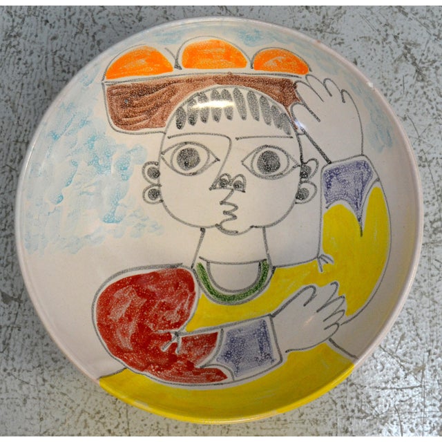1965 Desimone Italy Hand-Painted Large Bowl For Sale In Miami - Image 6 of 11