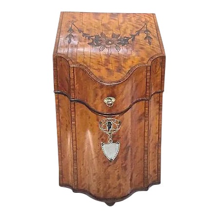 Antique English Burl-Wood Knife Box For Sale