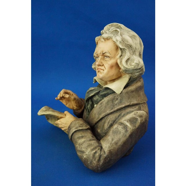 Ceramic Bust Sculpture of Composer Ludwig Beethoven by Antonio Borsato, Italy, 20th Century For Sale - Image 12 of 18