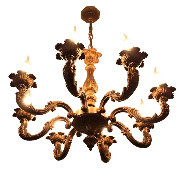 Antique Eight Bulbs Chandelier with Floral Decoration For Sale