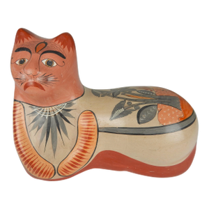 Large Tonala Pottery Recumbent Cat, Circa 1960s