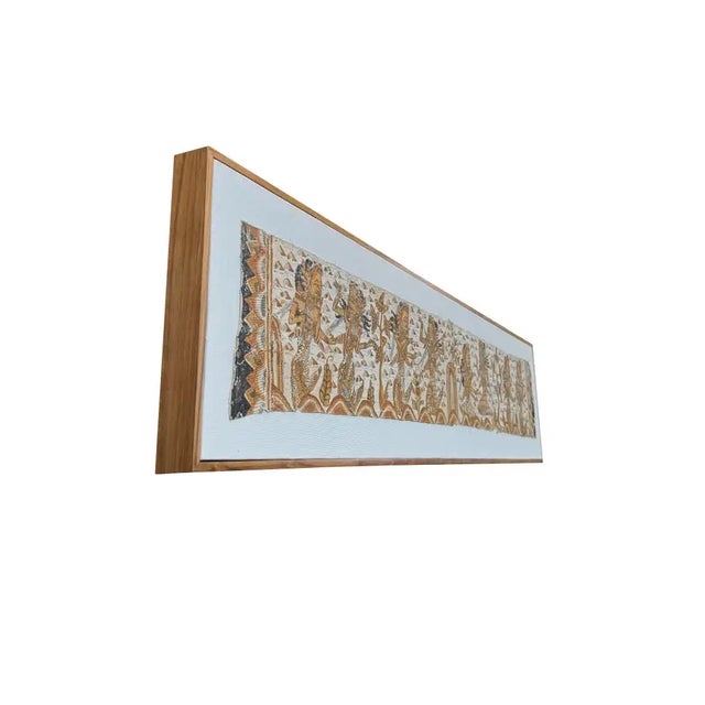 Bali Hindu Textile Framed 'Kamasan' Painting, Indonesia C. 1950 For Sale - Image 6 of 14
