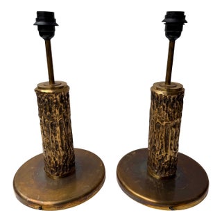 Pair of Brass Sculpture Lamps by Angelo Brotto for Esperia Italy, 1980s For Sale