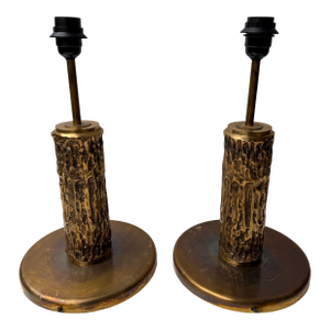 Pair of Brass Sculpture Lamps by Angelo Brotto for Esperia Italy, 1980s