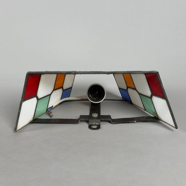 White Vintage Multicolored Leaded Glass Wall Lamp, 1970s For Sale - Image 8 of 11