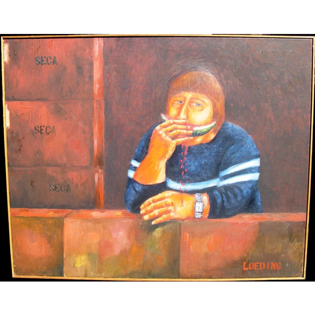 Peter Loeding 1936 Hamburg – 2013 ibid. ‘Workers of Seca GmbH (Hamburg) at Lunch Break’ Oil on canvas, studio frame Signed...