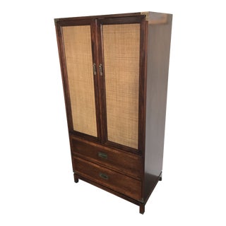 1960s Campaign Dresser/ Armoire Jack Cartwright Founders Mid-Century Danish Modern Cane For Sale