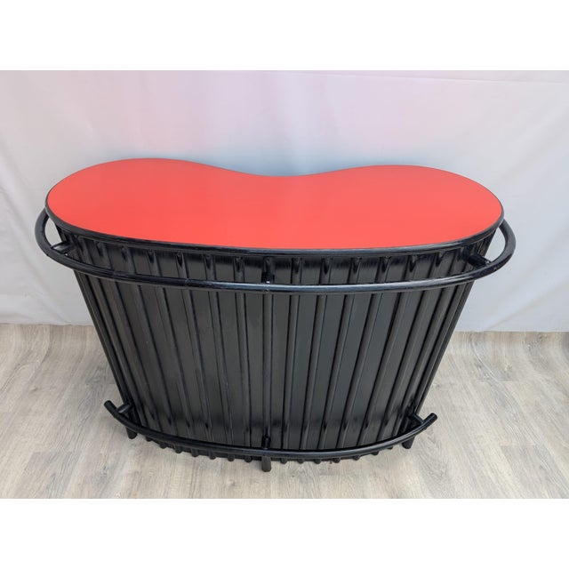 Vintage French Tropical Bamboo Cocktail Bar with Chairs, 1960s, Set of 5 For Sale - Image 4 of 16